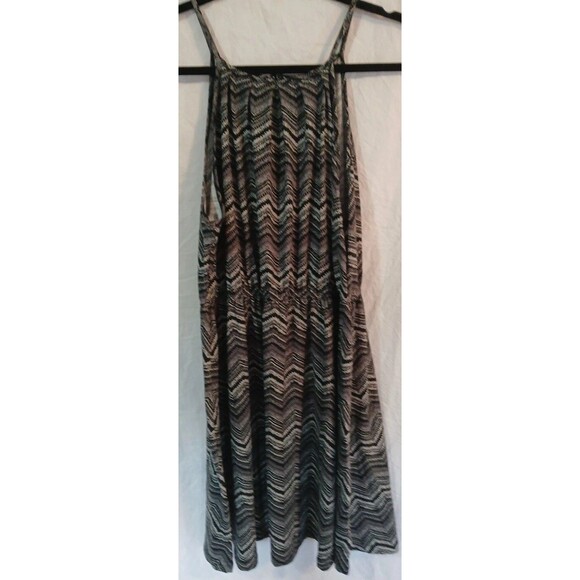 Sheila Rose Chevron Sun Dress Black-Grays Zig-Zag Womens Xlg Elastic Waist - Picture 1 of 16